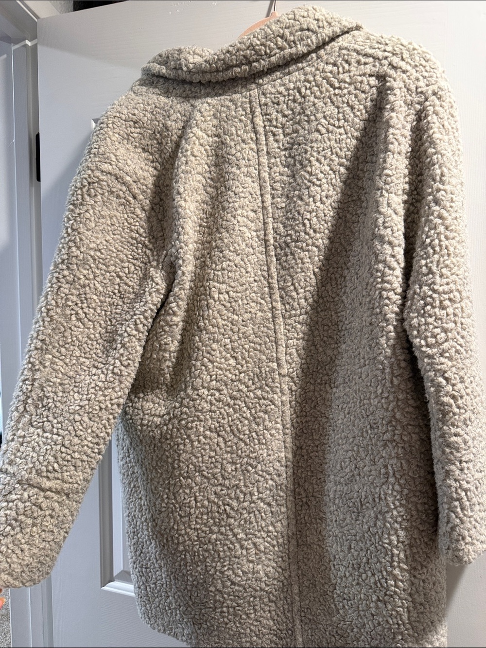 Reiss Cream Sherpa Double-Breasted Teddy Coat - Picture 4 of 4